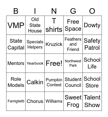 Fifth Grade Bingo Card