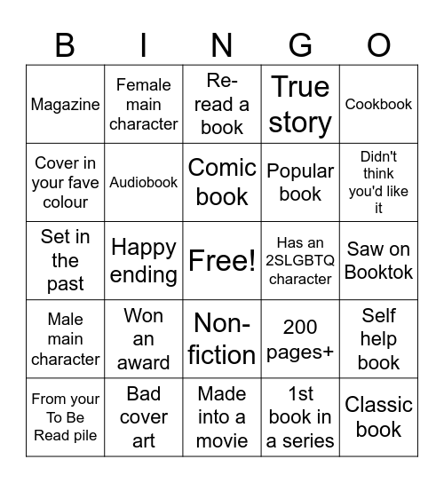 Book Bingo Card
