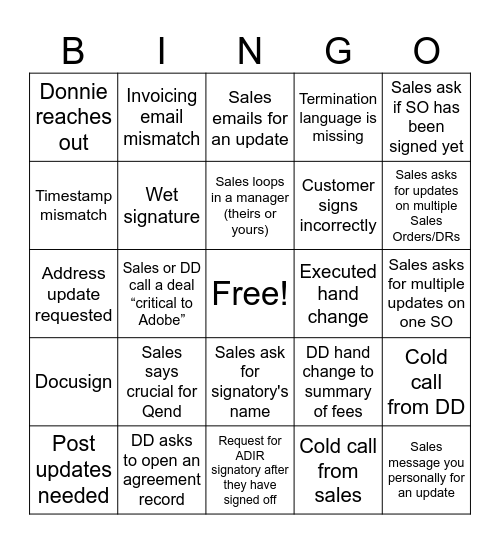 RG Bingo Card