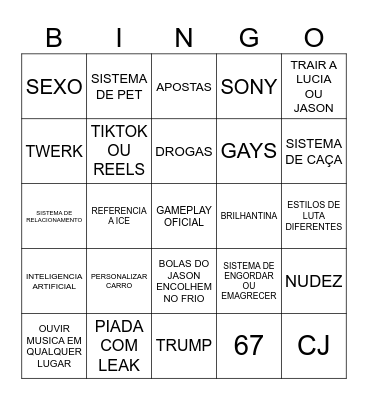GTA 6 BINGO Card
