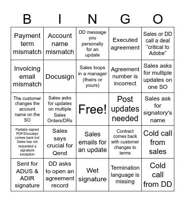 RG Bingo Card