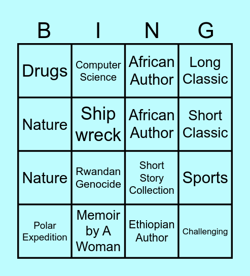 Book Bingo Card