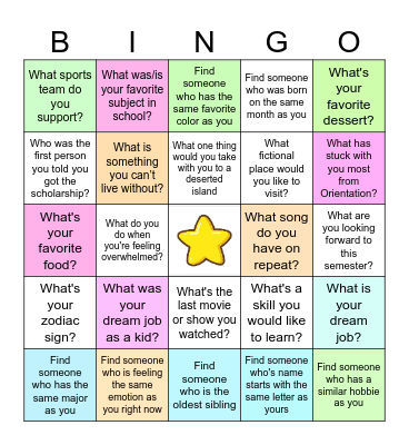 Get to Know You Bingo Card