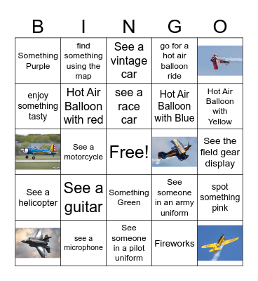 Air Show Bingo Card