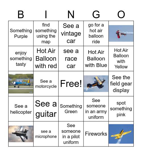 Air Show Bingo Card
