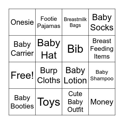 Baby BINGO Card