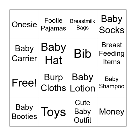 Baby BINGO Card