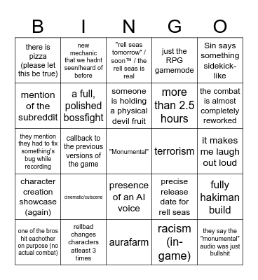 Untitled Bingo Card