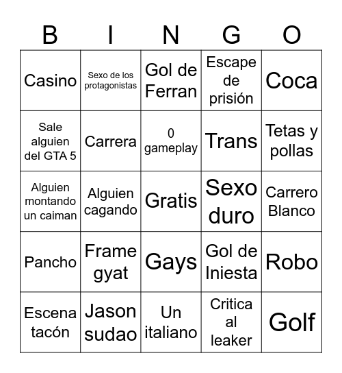GTA6 Bingo Card