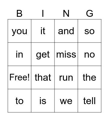 Review Bingo Card