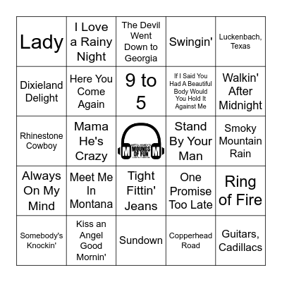 Old School Country Bingo Card