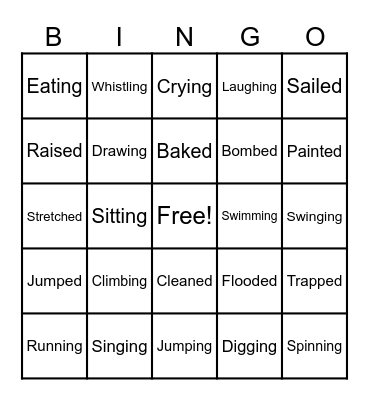 Past & Present Participles Bingo Card
