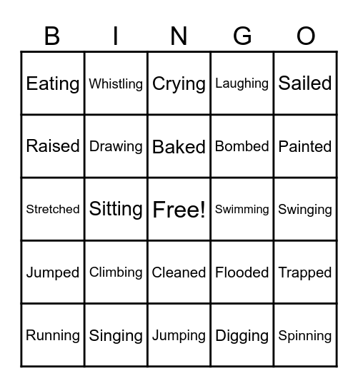 Past & Present Participles Bingo Card