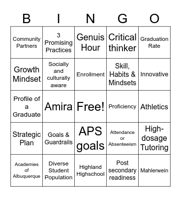 State of the District Bingo Card