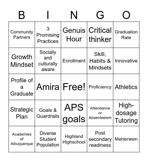 State of the District Bingo Card