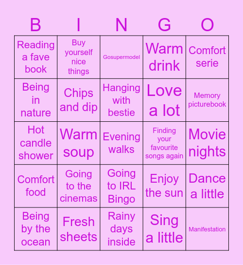 COMFORT BINGO Card