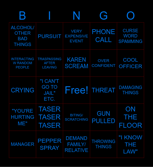 Karen Dashcam V2 Bingo Card