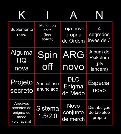 Bingo Segredos revelados Bingo Card