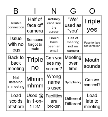Office Bingo Card