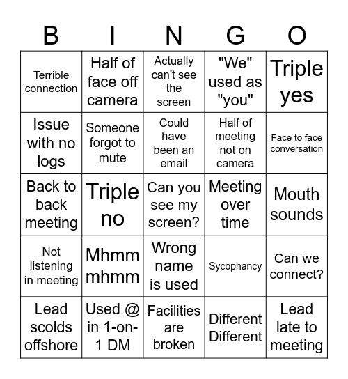 Office Bingo Card