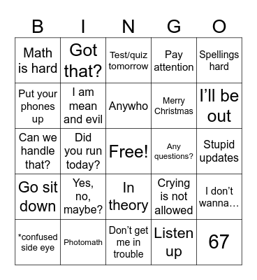 Pullen! Bingo Card