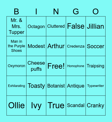 Growing Home Bingo Card