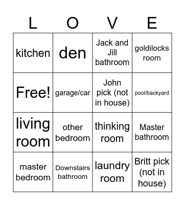 House Christening Bingo Card