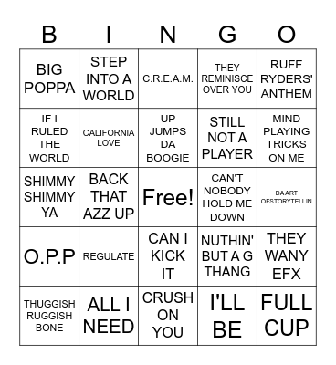 OLD SCHOOL HIP HOP Bingo Card