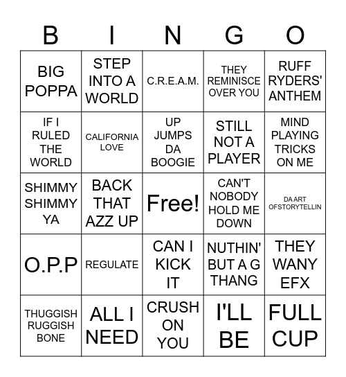 OLD SCHOOL HIP HOP Bingo Card