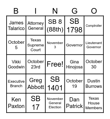 Election Bingo Card