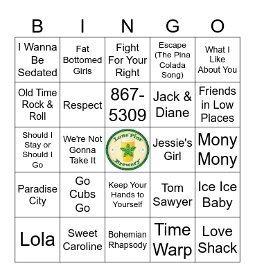 Sing Alongs Bingo Card
