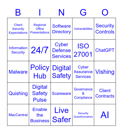 Digital Safety BINGO Card