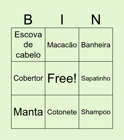 Samuel Bingo Card