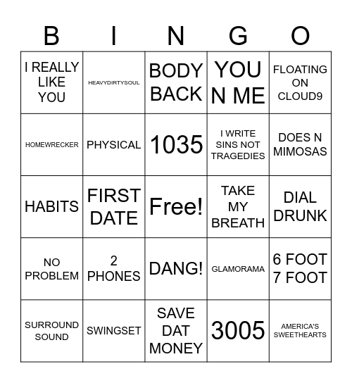 HAWKE'S FAVORITE SONGS (HAPPY BIRTHDAY) Bingo Card