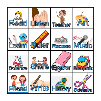 Back To School Bingo Card