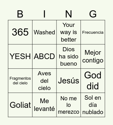 Bingo Musical Bingo Card
