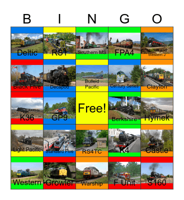 Scotland's Jacobite and other Train Rides that I can ride with PWP besides the Niabi Zoo one day Bingo Card