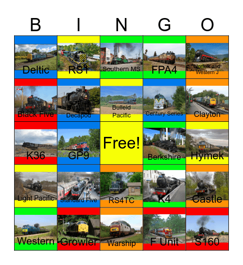 Scotland's Jacobite and other Train Rides that I can ride with PWP besides the Niabi Zoo one day Bingo Card