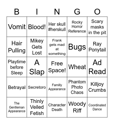 THE BLACK PARADE DENVER BINGO Card