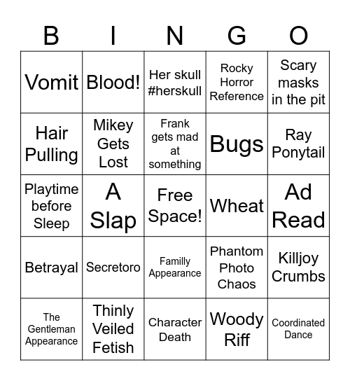 THE BLACK PARADE DENVER BINGO Card