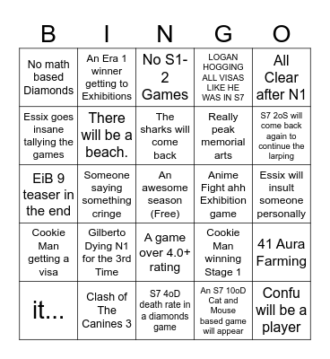 EiB 8 BINGO CARD Bingo Card