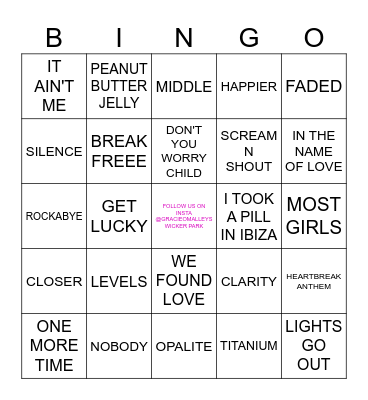 EDM Bingo Card