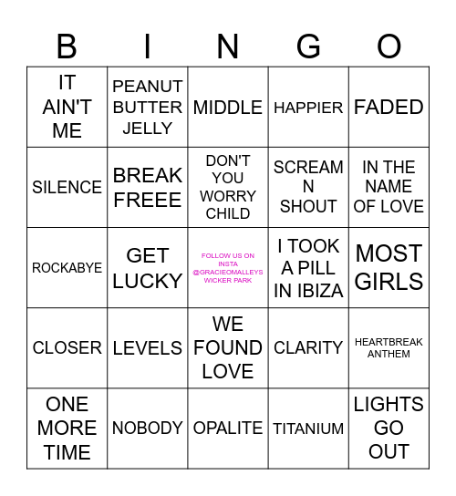 EDM Bingo Card