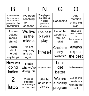Jeff’s Lines Bingo Card