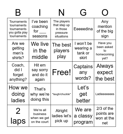 Jeff’s Lines Bingo Card