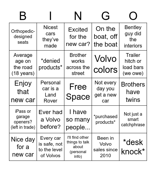 Brian Bingo Card
