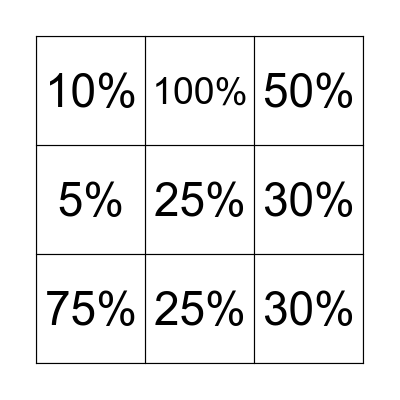 Bingo porcentagem Bingo Card