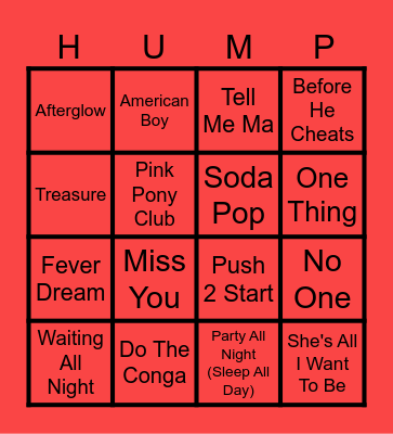 Hump Day Hits 6 (Round 2) Bingo Card