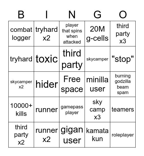 kaiju alpha bingo v3 Bingo Card