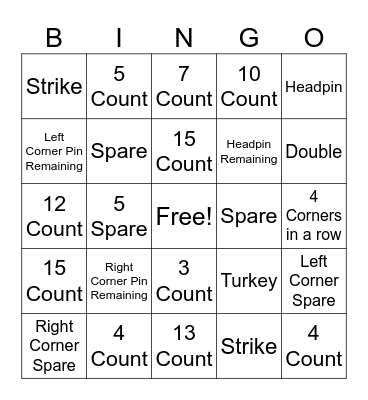 Fun Bunch 5 Pin Bingo Bowling Bingo Card